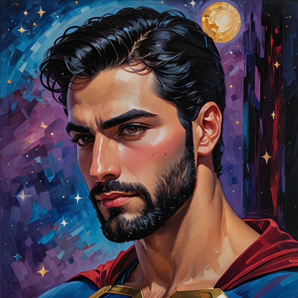 Superman Portrait in Neo-Impressionist Style
