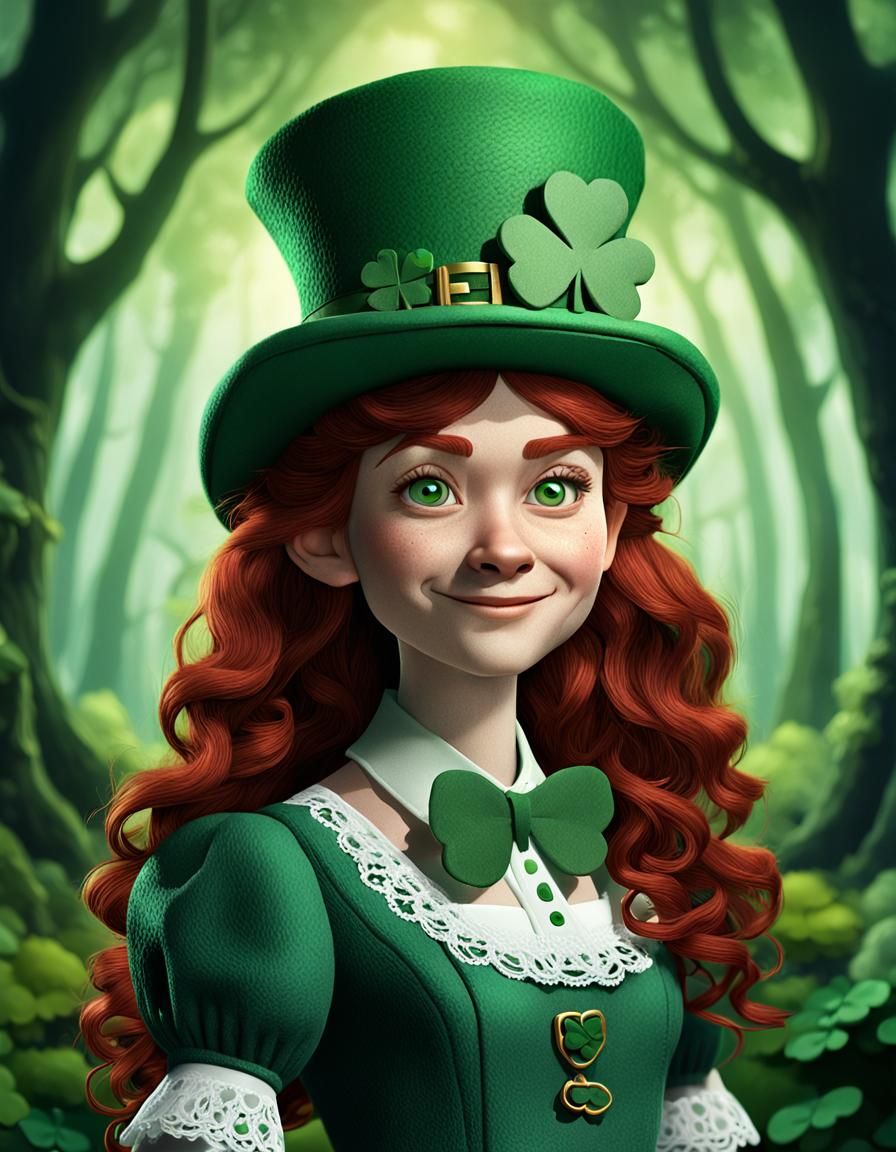 Cute Leprechaun Portrait in 3D Digital Art Style