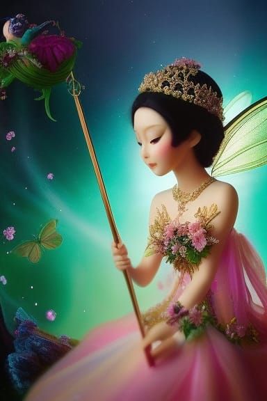 Surreal Fairy Portrait in Sun, Moon, and Stars