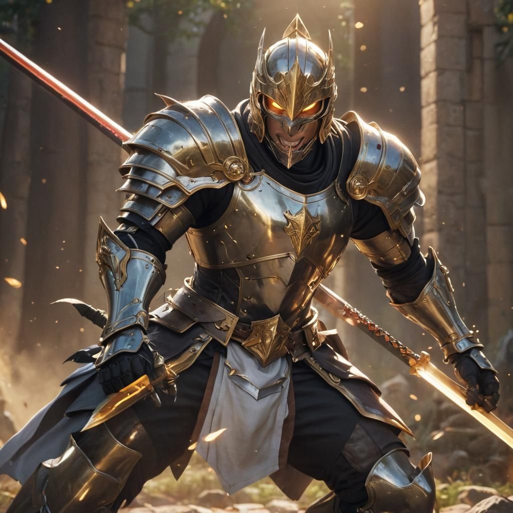 Cheerful Paladin Smiting Evildoers in 3D Anime Art
