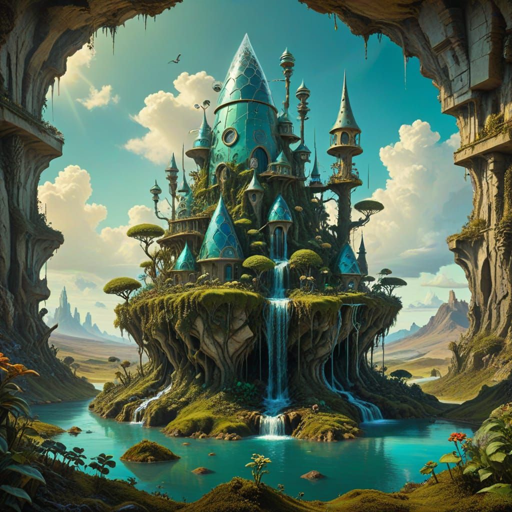 Surreal Solarpunk Metropolis for Gnomes