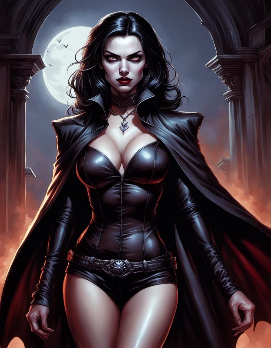 hyper realistic, perfect, smooth, female vampire demon