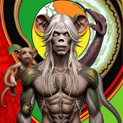 Surreal Contortionist in Gothic Art Nouveau Style