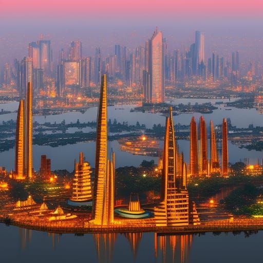 Futuristic Kinshasa Dawn: Fantasy Concept Art