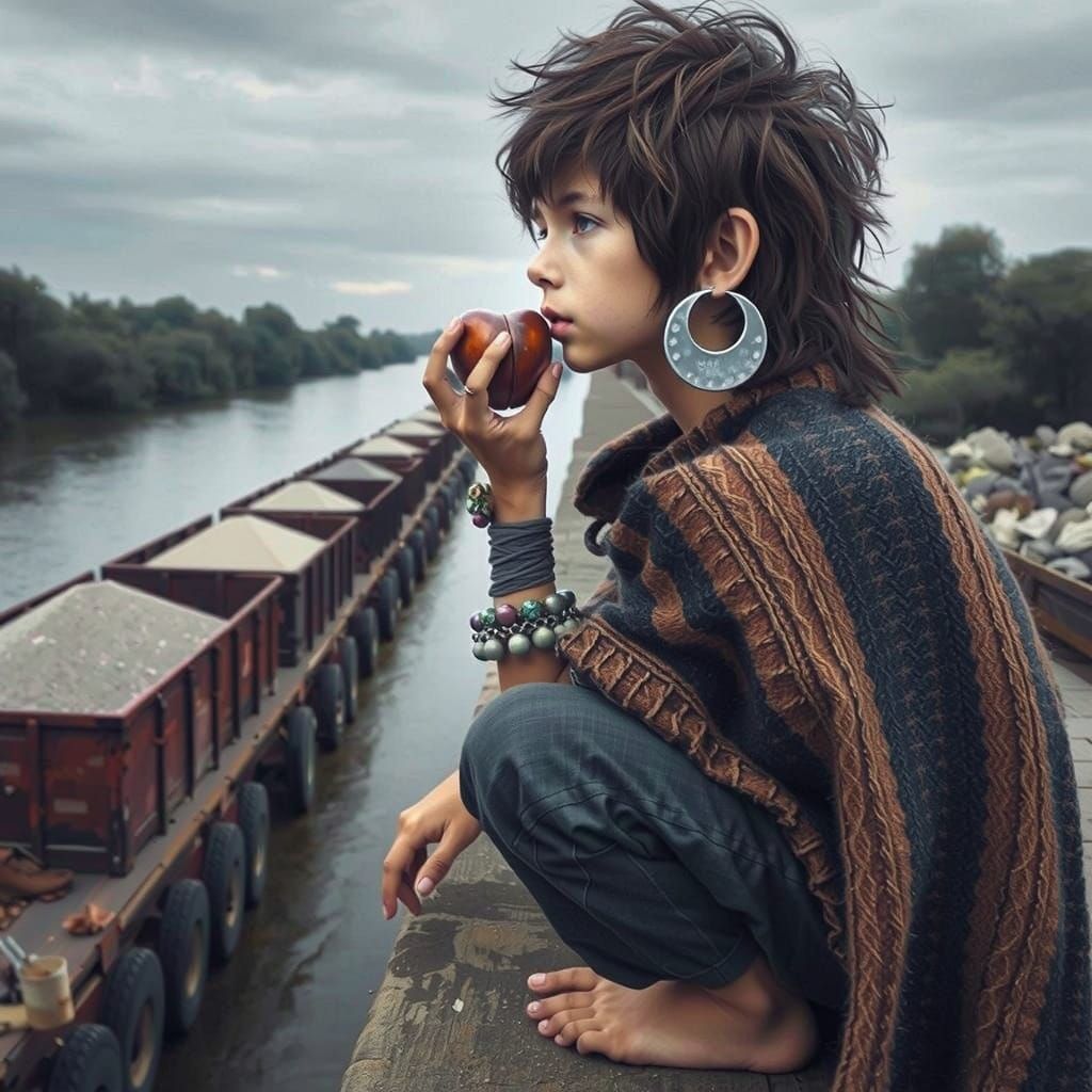 Boy in Colorful Clothes as Impressionist Portrait