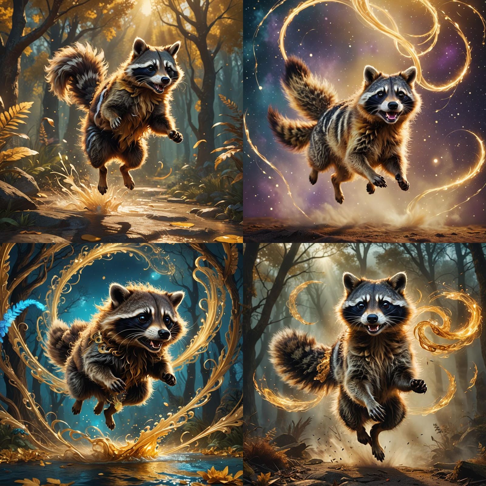 Dog-Raccoon Hybrid Jumping: Digital Art in Unreal Engine