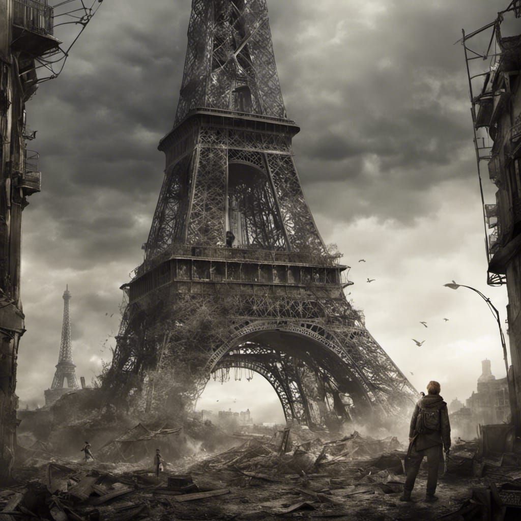 Post-Apocalyptic Paris: Ruined Eiffel Tower