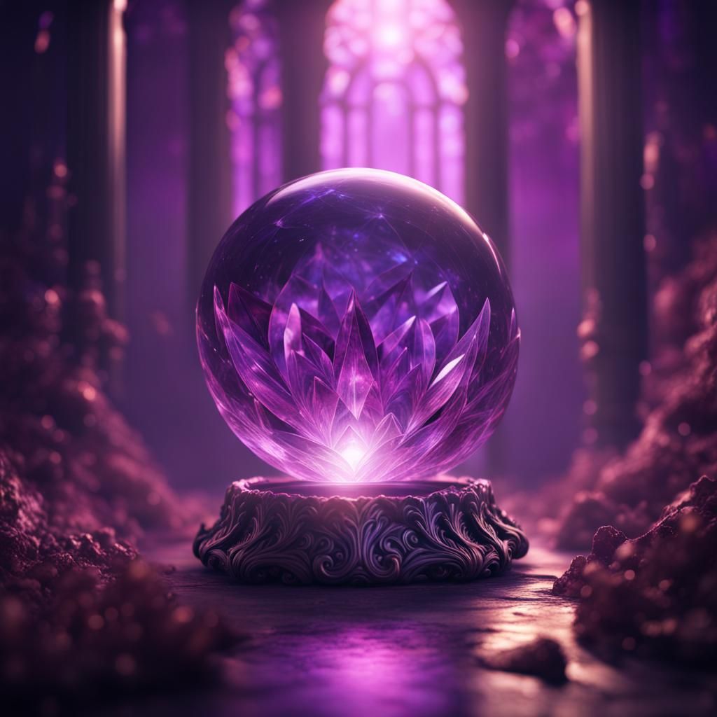 Magical Purple Glowing Crystal Orb in Fantasy Art