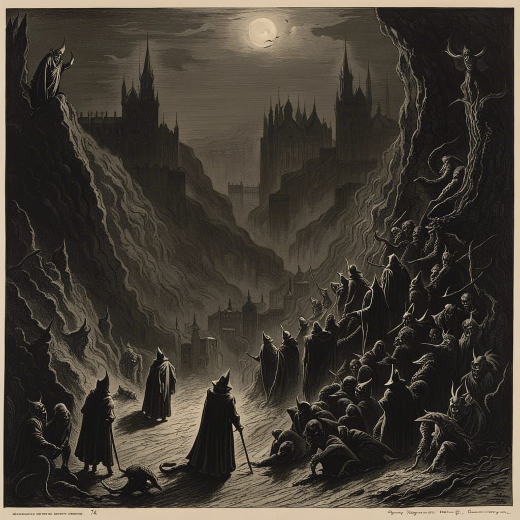 Demonic Nightmare Hellscape in Dark Fantasy Style