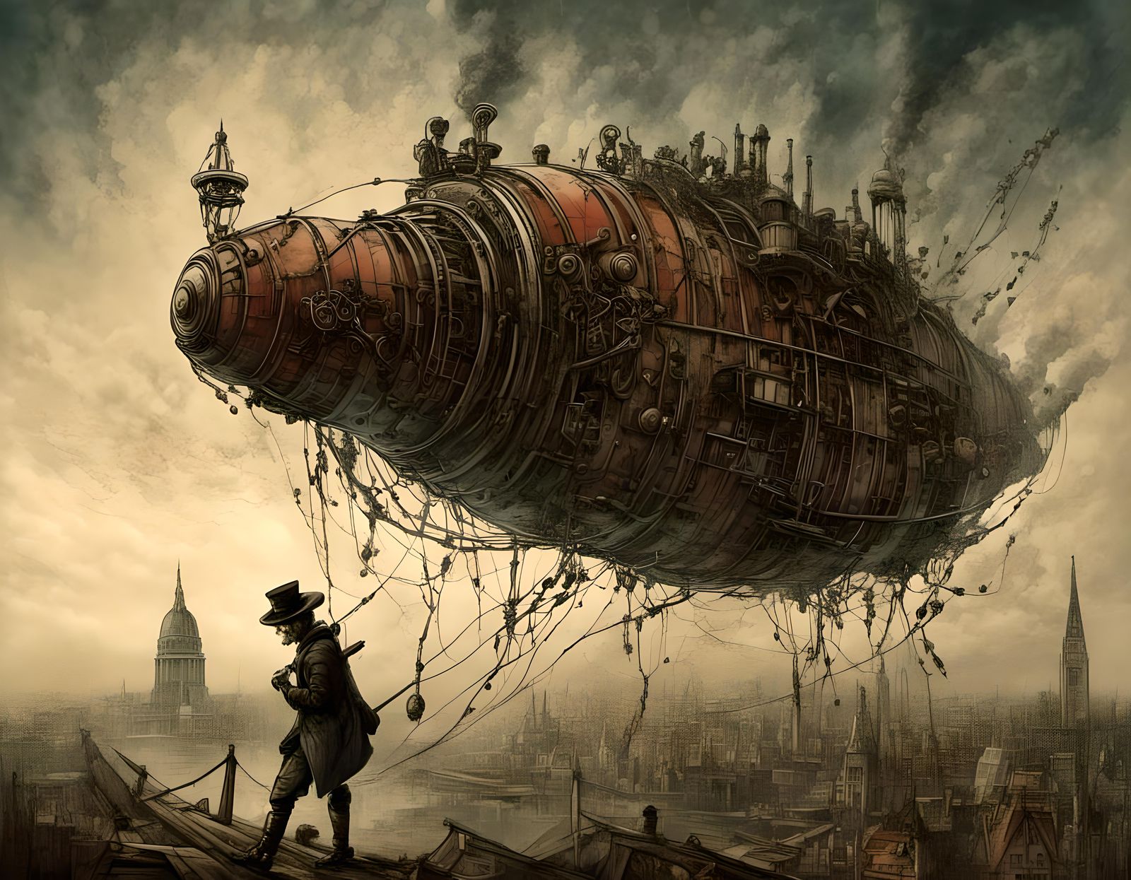 Steampunk Martian Invasion Over London