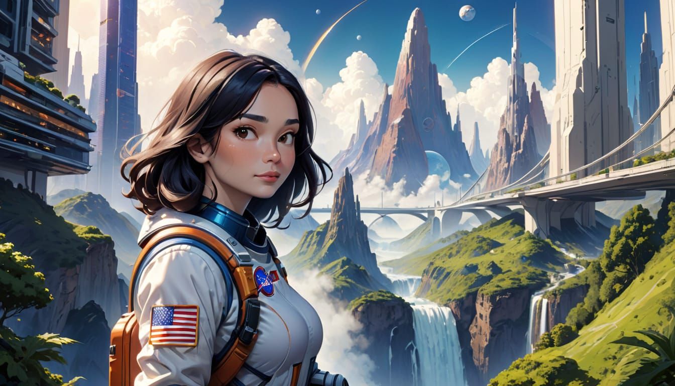 Futuristic Character Portrait in NASA Cityscape