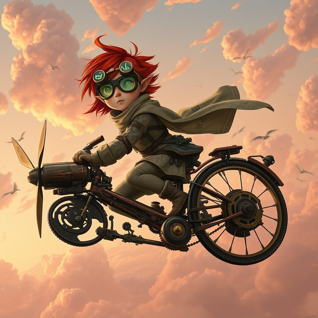 Mysterious Girl Rides Steampunk Flying Machine in Dreamlike ...