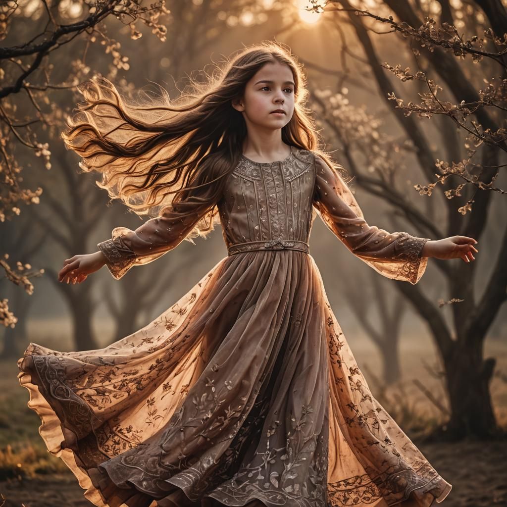 Girl in Flight: Cinematic Sunset Portrait