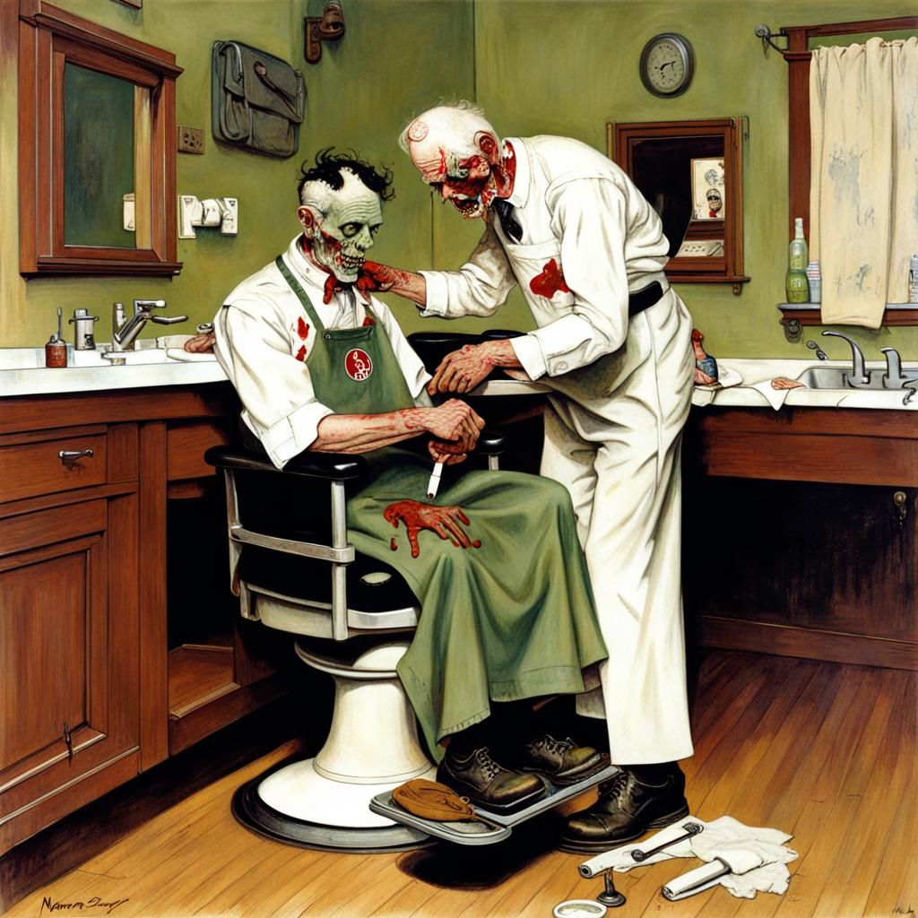 Zombie Barber in Classic American Style
