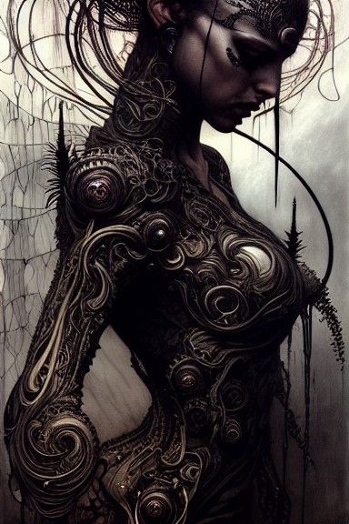 Intricate Black Demon Eyes Portrait in Eldritch Style