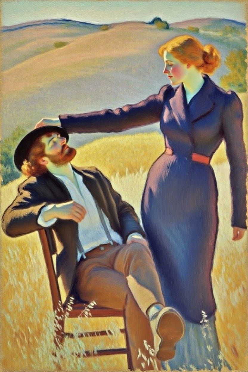 rural fields wheat idylle country life beauty impressionisti...