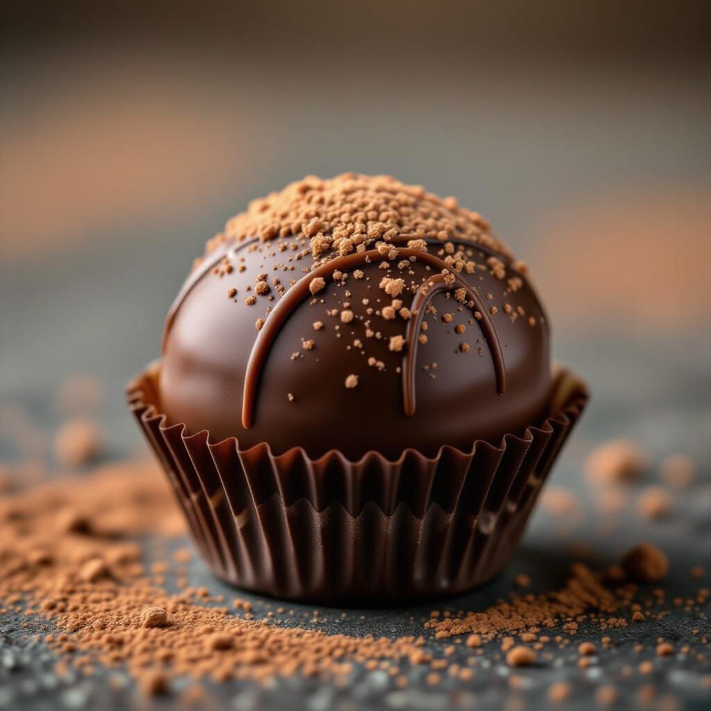 Luxury Chocolate Truffle Close-Up, Food Photography