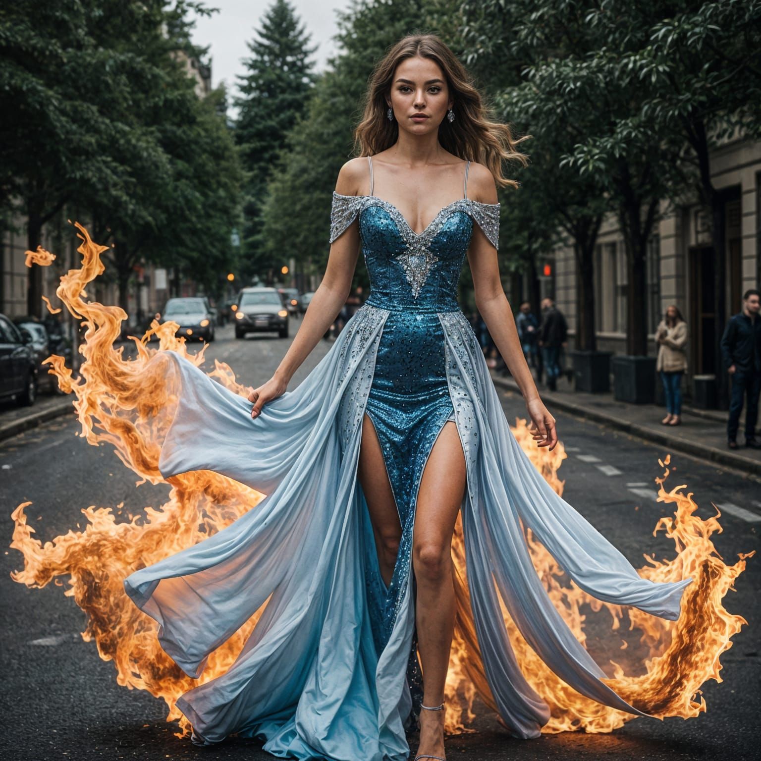 Surreal Goddess Embodies Duality of Flame and Frost