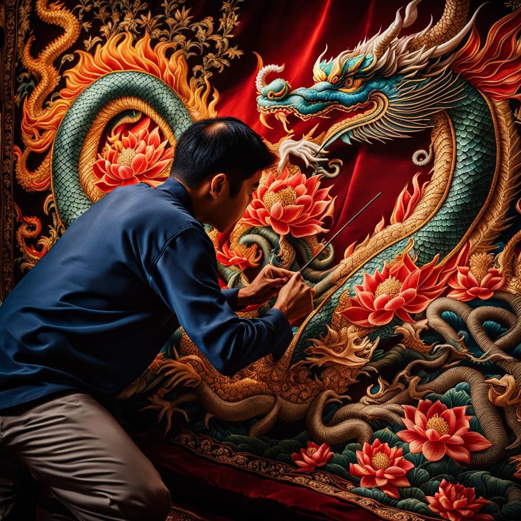 Dragon Embroidery: Asian Silk Artistry