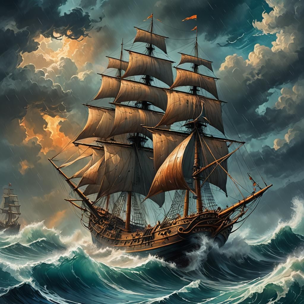 Stormy Seas: A Fantasy Sailing Ship Adventure