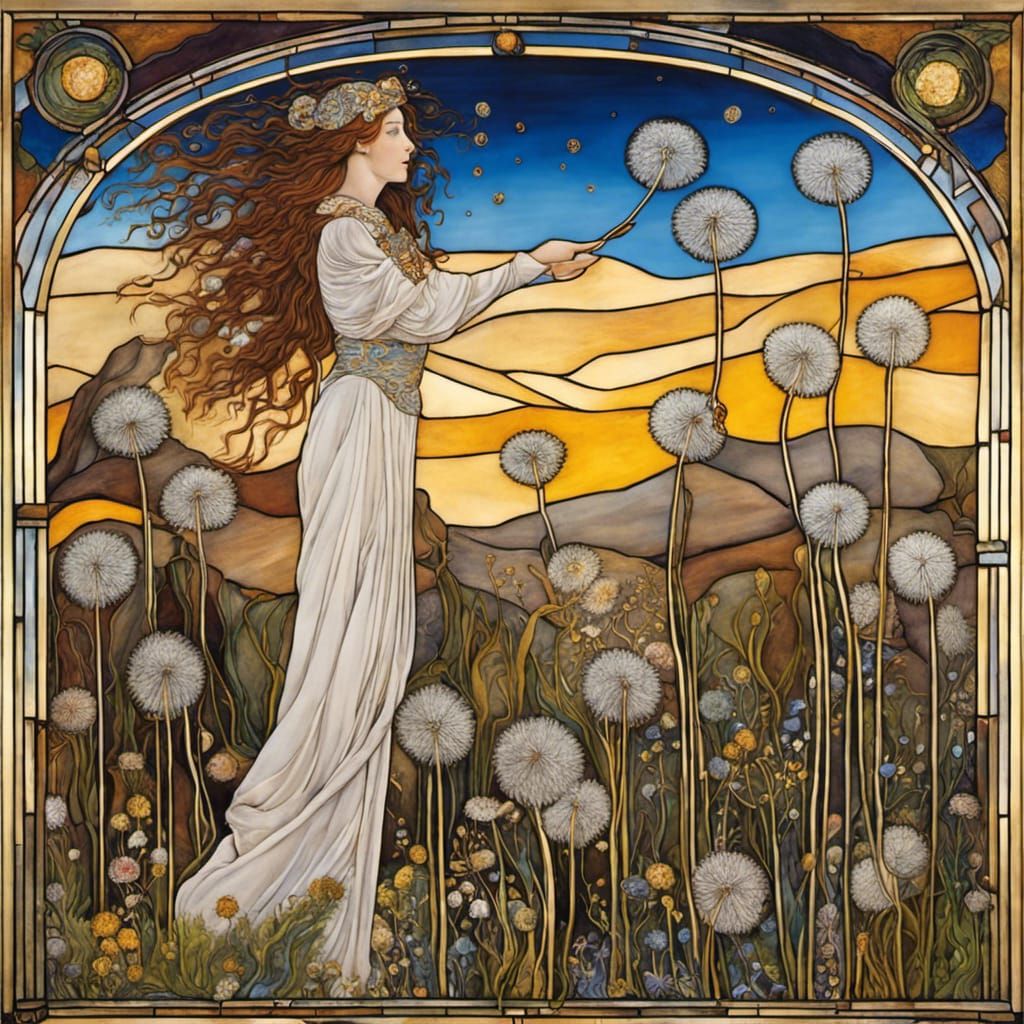 Nomad and Dandelion Seeds in Stained Glass