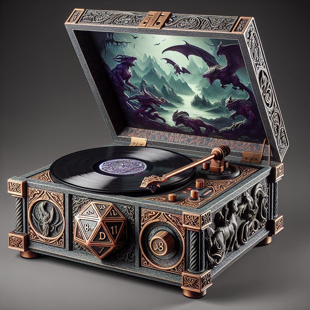 D&D Themed Vintage Vinyl Record Player
