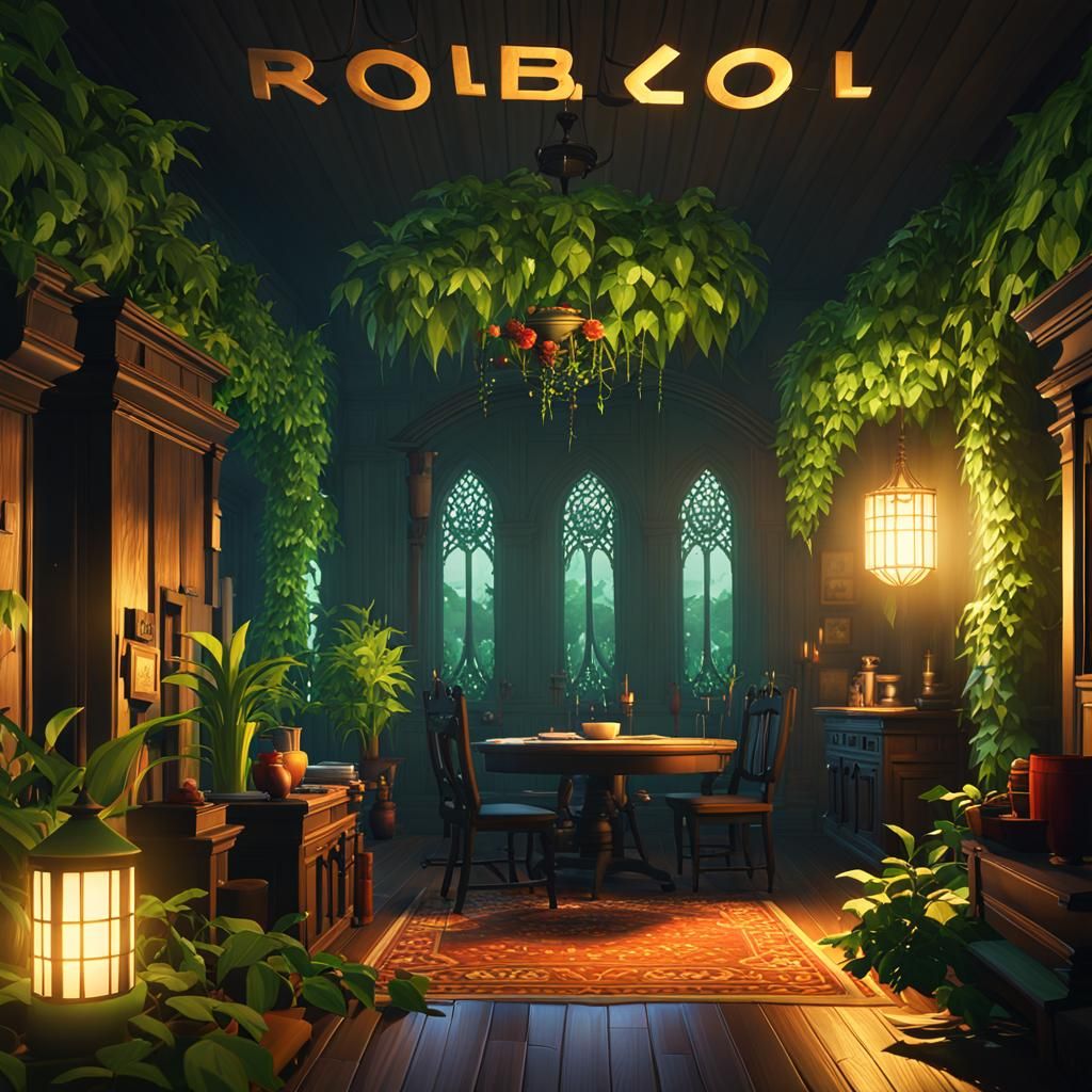 Dark Fantasy Roblox Home in Art Nouveau Style