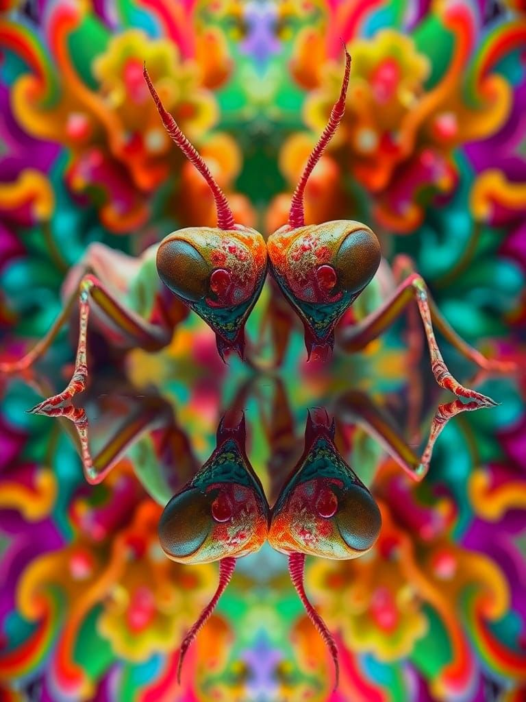 Psychedelic Fractal Flora with Bacon Mantis