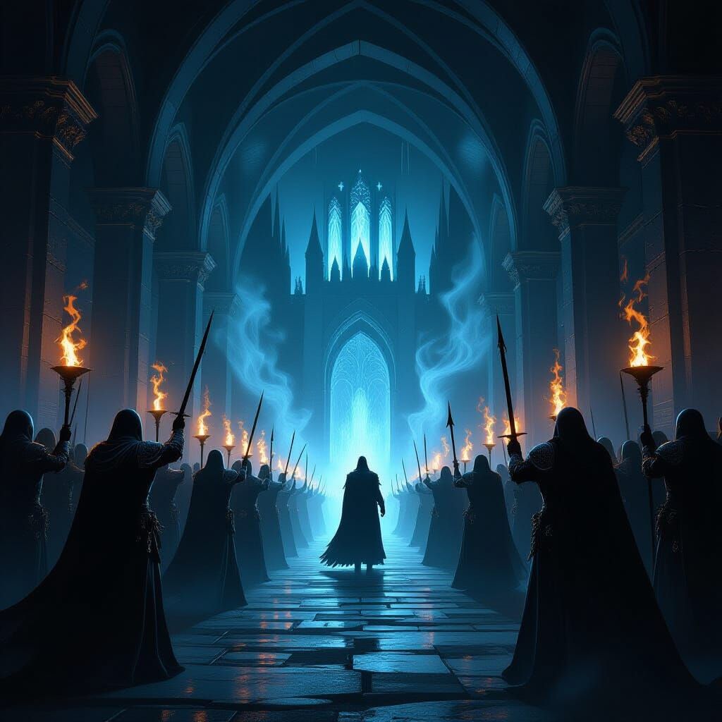 Dark Triumph in Obsidian Castle Hallway