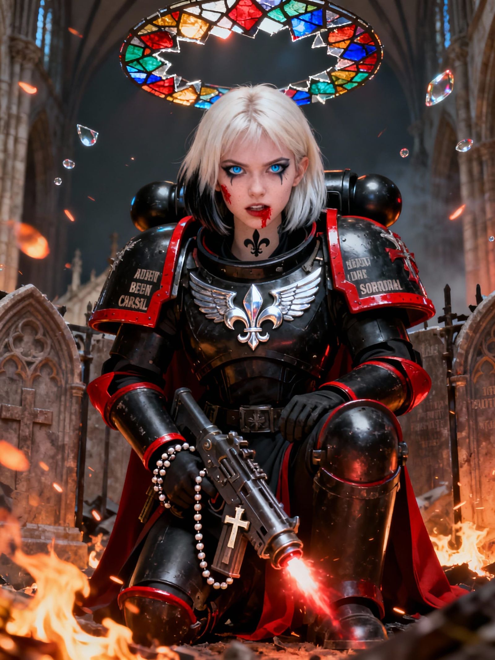 Sister McFluerdel Kneels Amidst Cathedral Siege