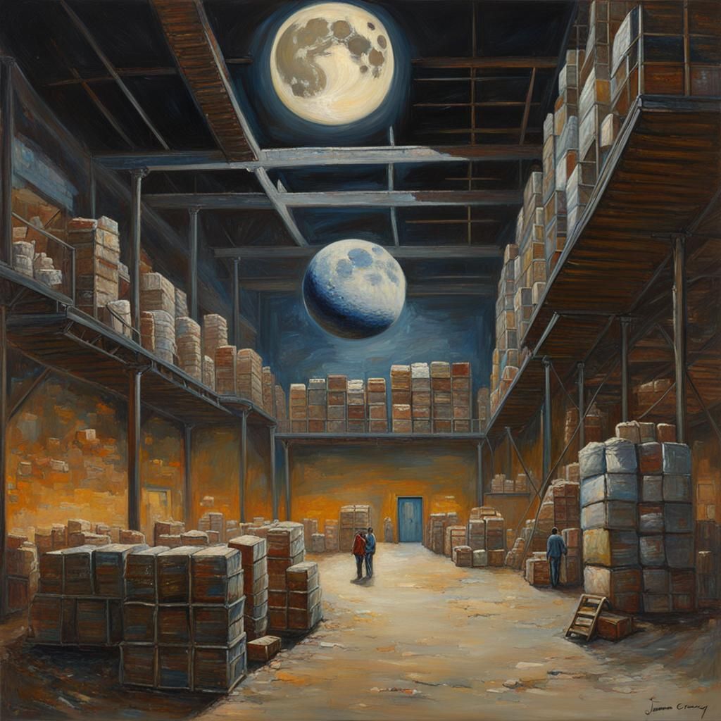 Warehouse of Moon Dust: Oil Painting