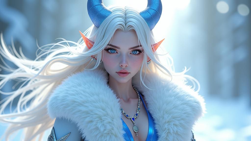 Majestic Demon in White Coat with Platinum Hair