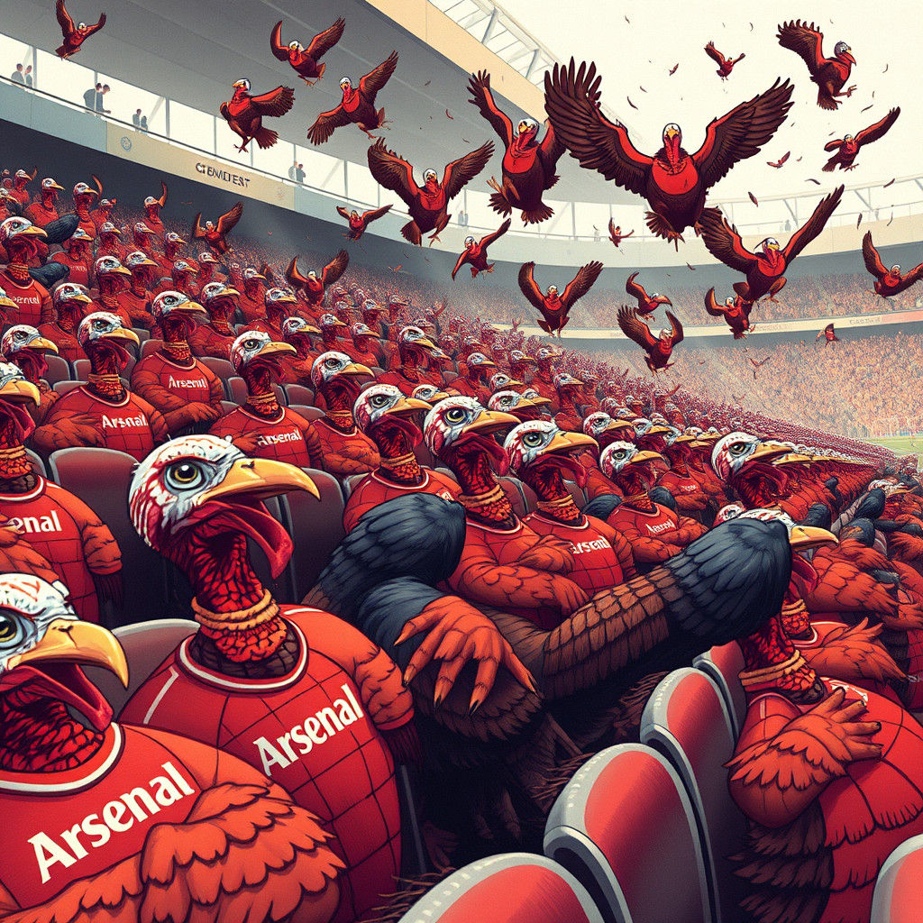 Turkeys Support Arsenal in Stadium Digital Art