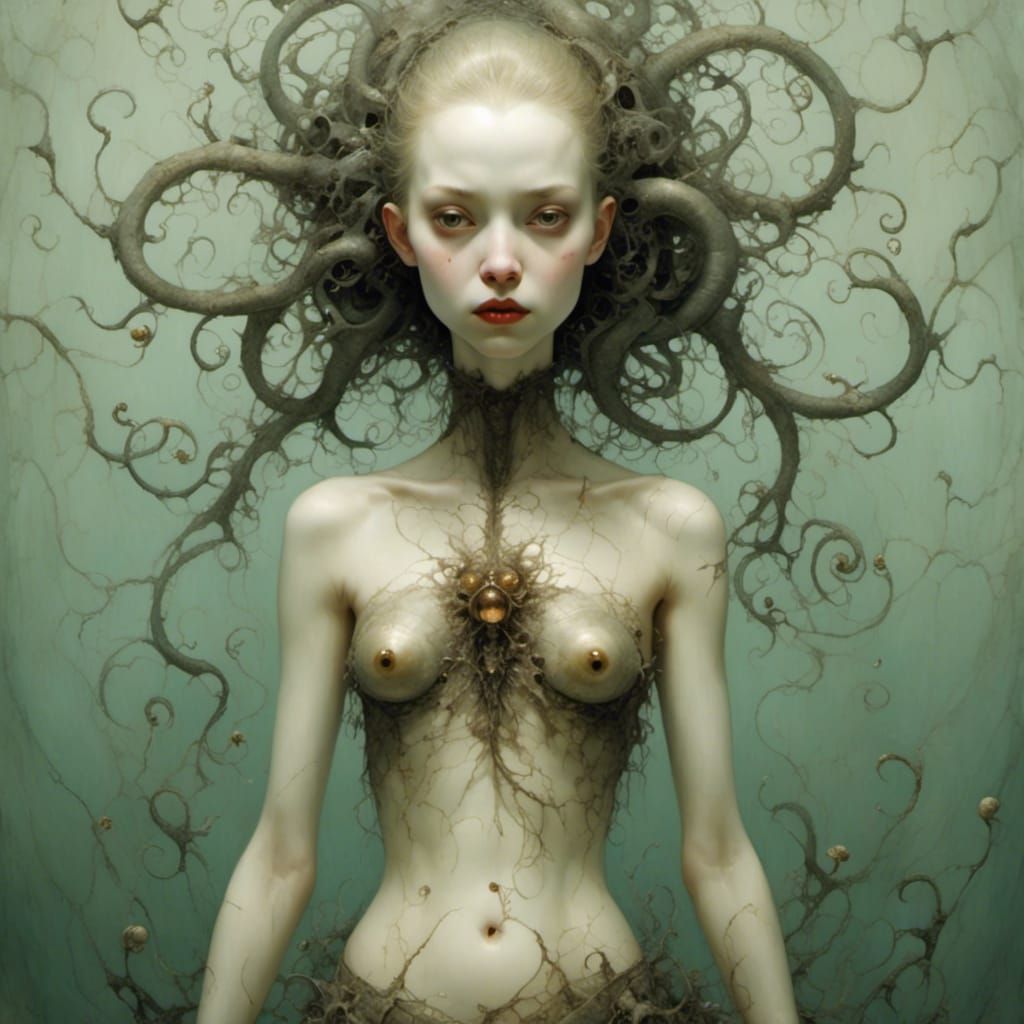 Girl with Transparent Belly: Anatomical Surrealism