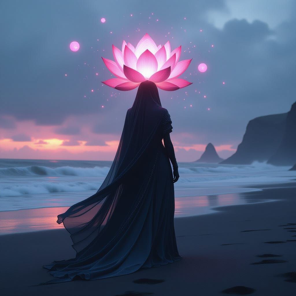 Mystical Goddess Emerges on Twilight Beach
