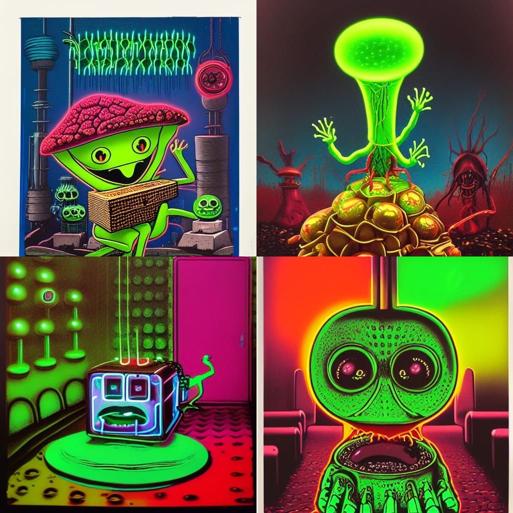 Surreal Neon Fungus in a Digital Art Style
