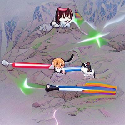 Cats in Anime Uniforms Duel with Lightsabers