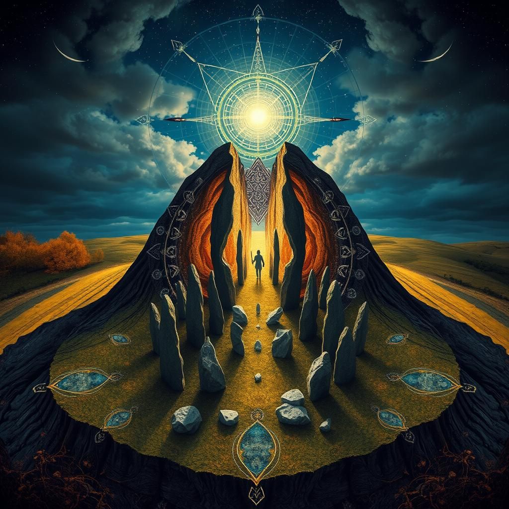 Mystical Druids in Geological Cross-Section at Equinox