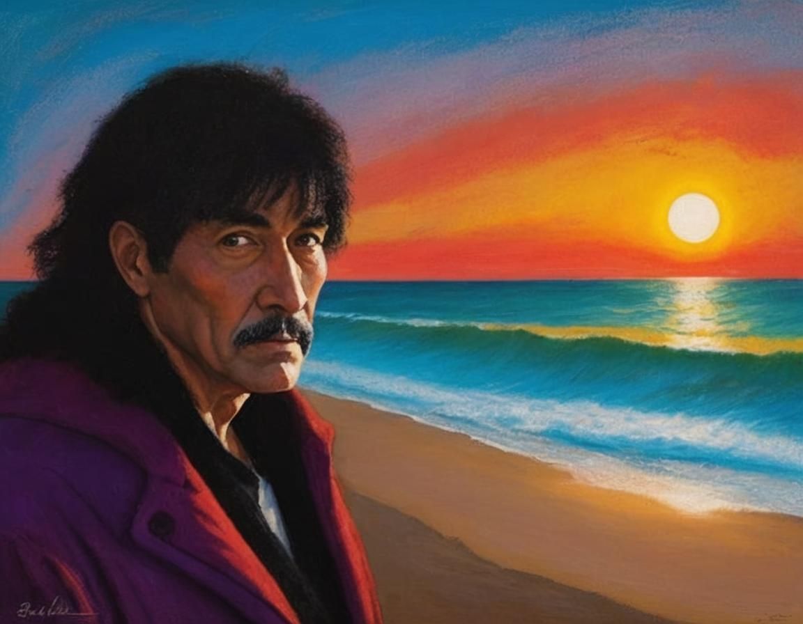 Father and Daughter at Sunset in Fauvist Style