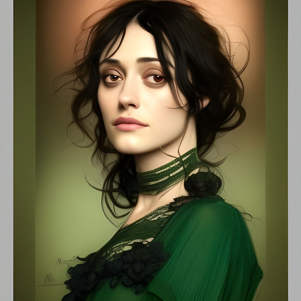 Victorian Portrait of a Woman with Black Hair
