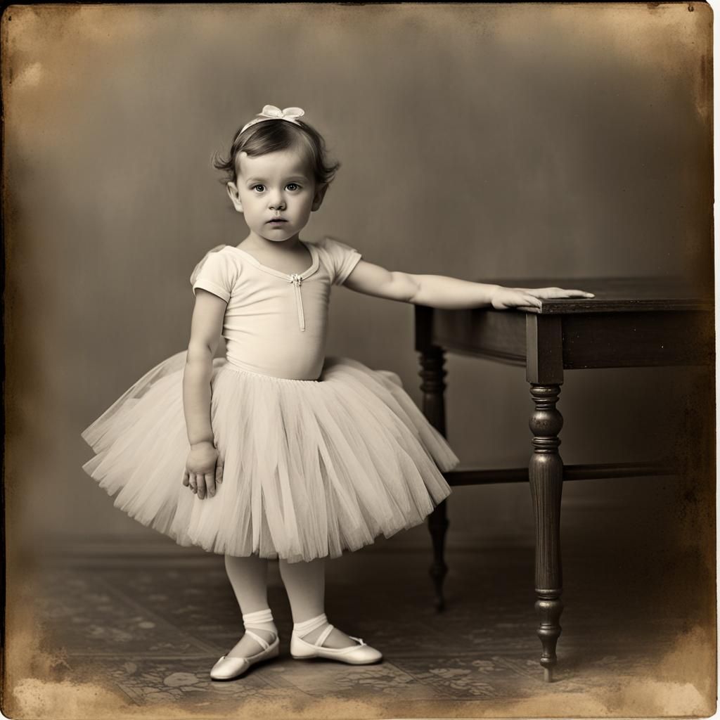 Toddler Ballerina Portrait in Early 20th Century Style