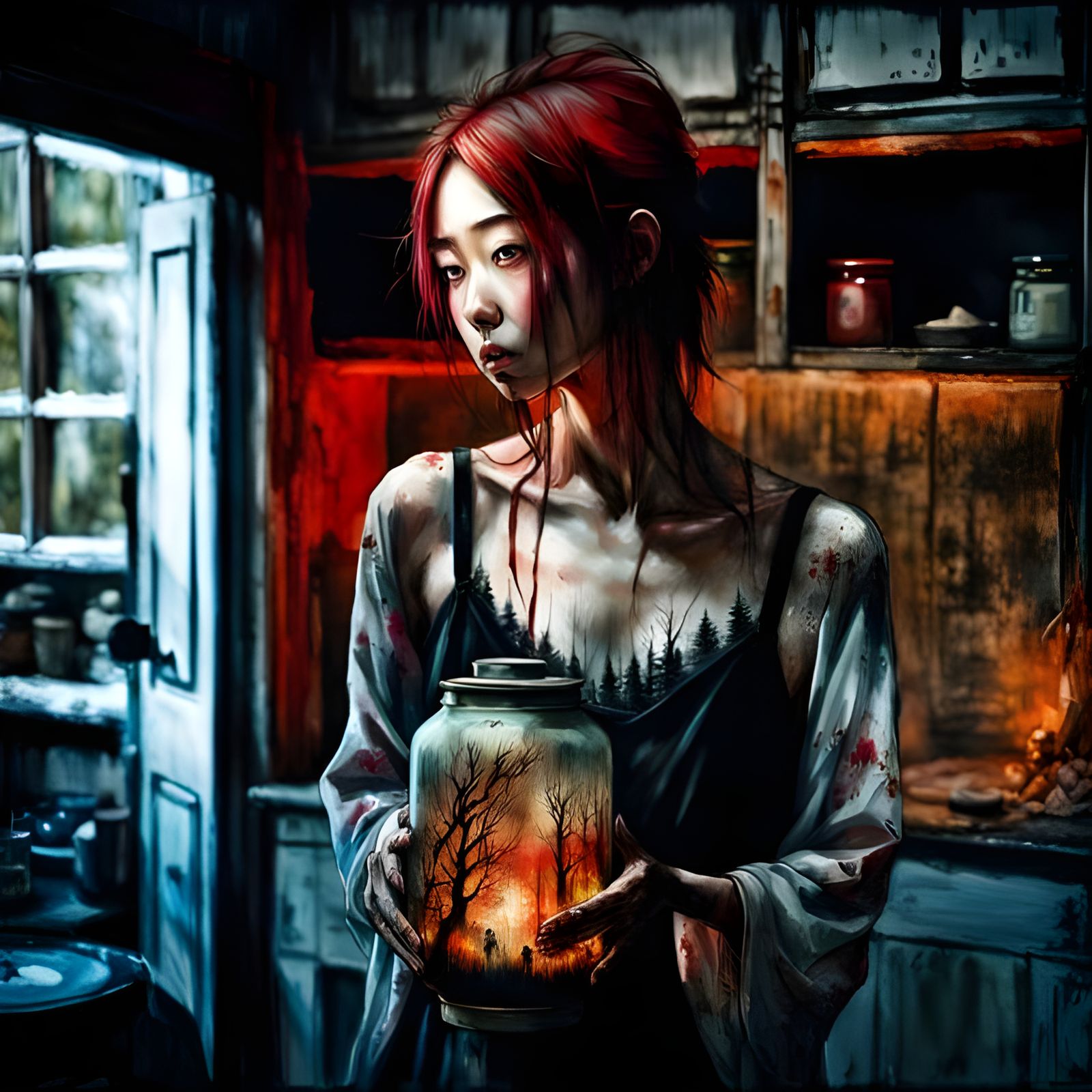 Macabre Cronenberg Monster in Japanese Art Style