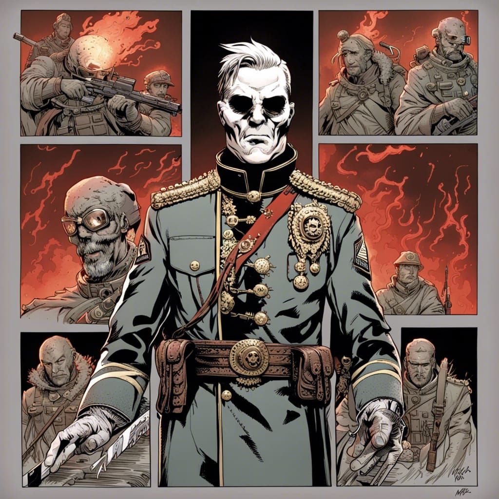 Papa Nihil as General in Comic Book Art