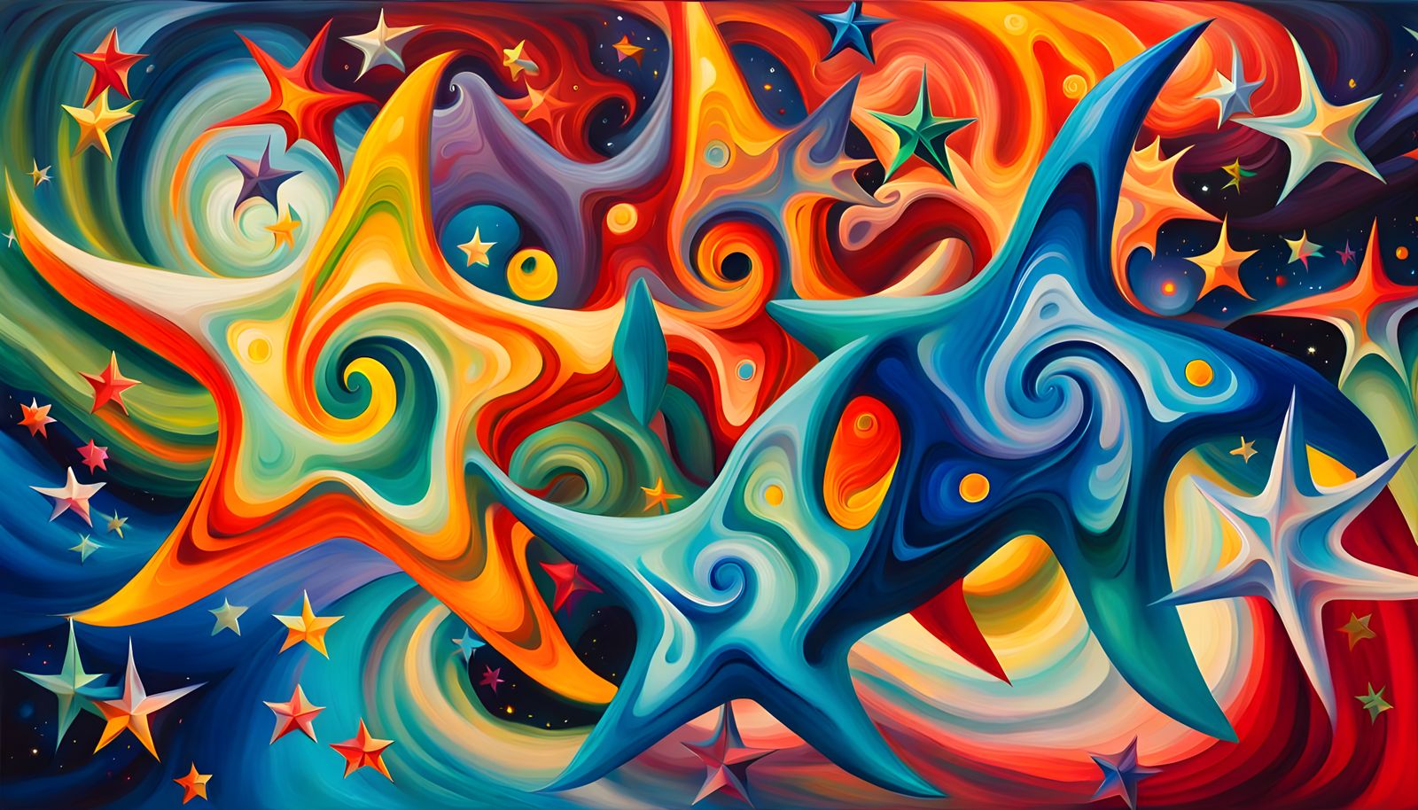 Swirling Celestial Star Cluster in Impasto Style