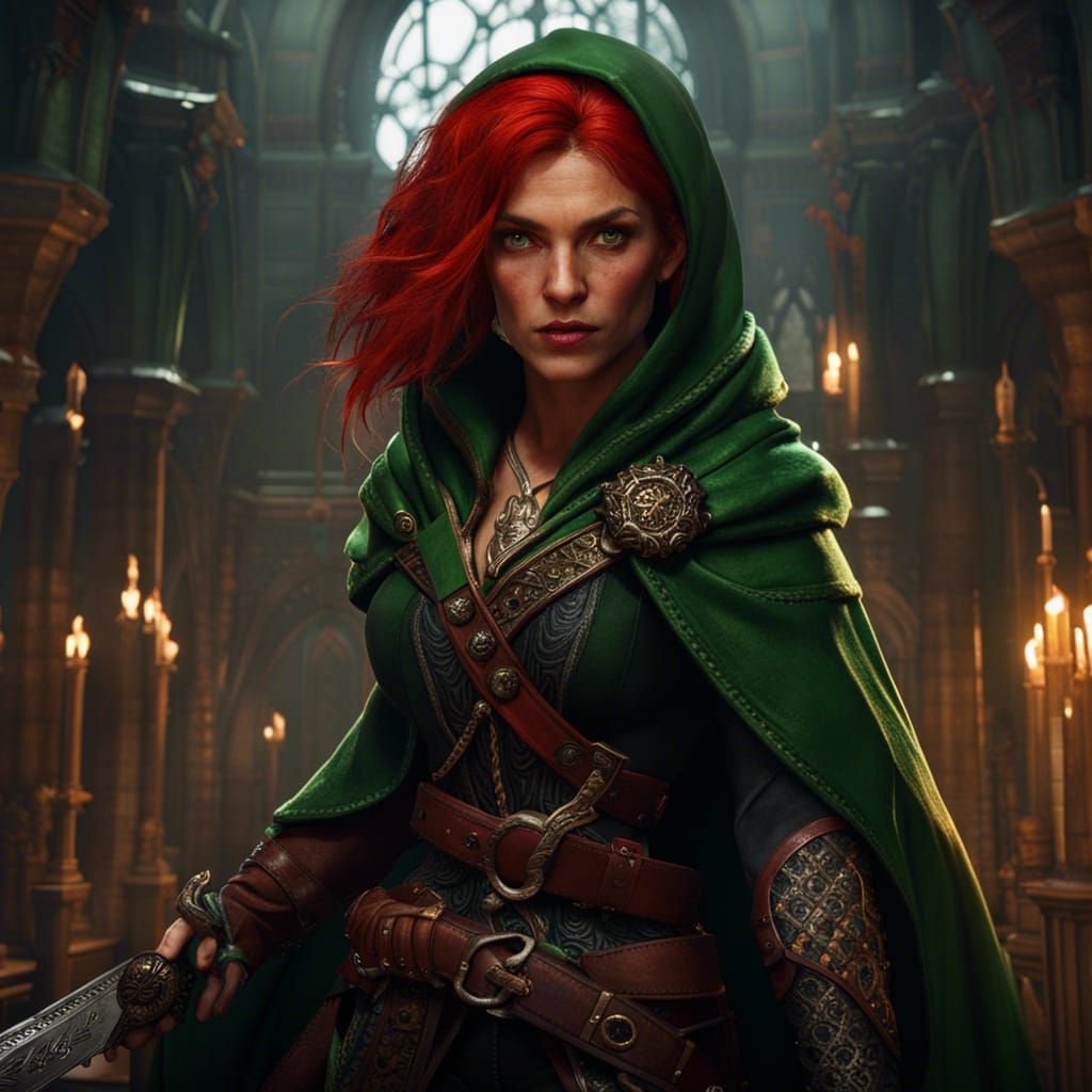 Fantasy Female Rogue with Dagger, Artstation Quality