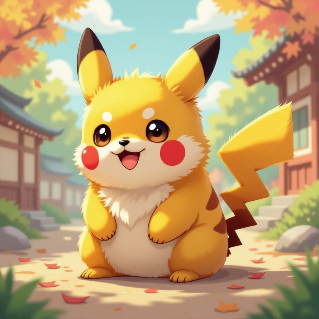 Eine mischung aus einem pickachu und einem shiba inu