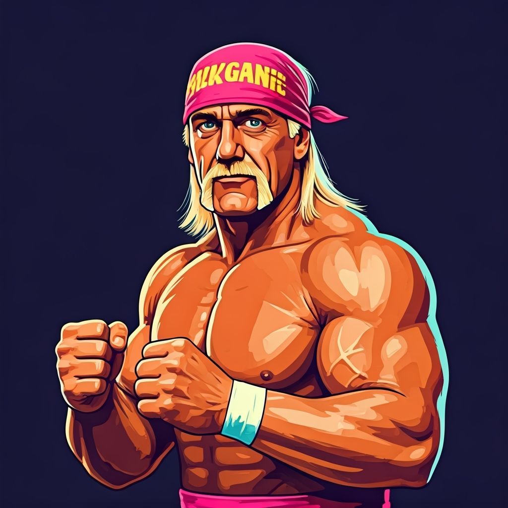 Hulk Hogan: 80s Pixel Art Wrestling Icon