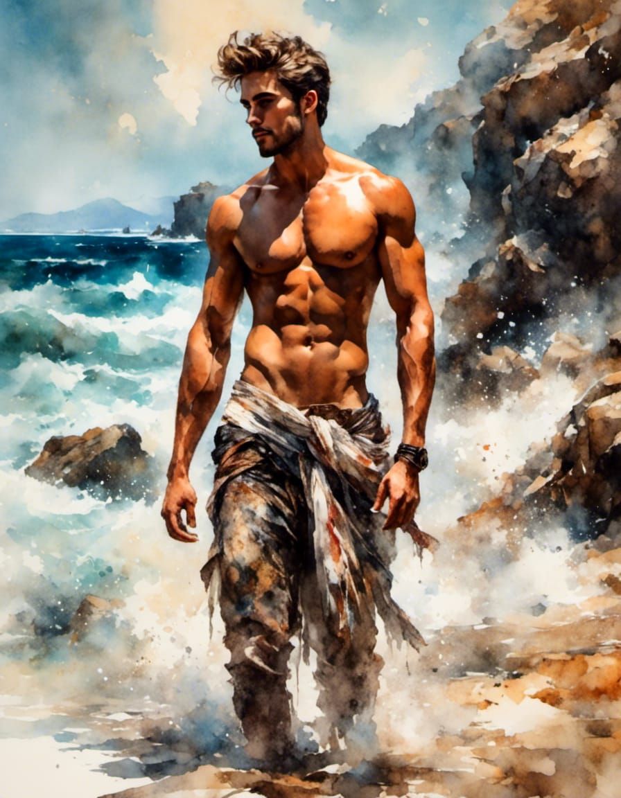 Candid Beach Portrait of a Young Man