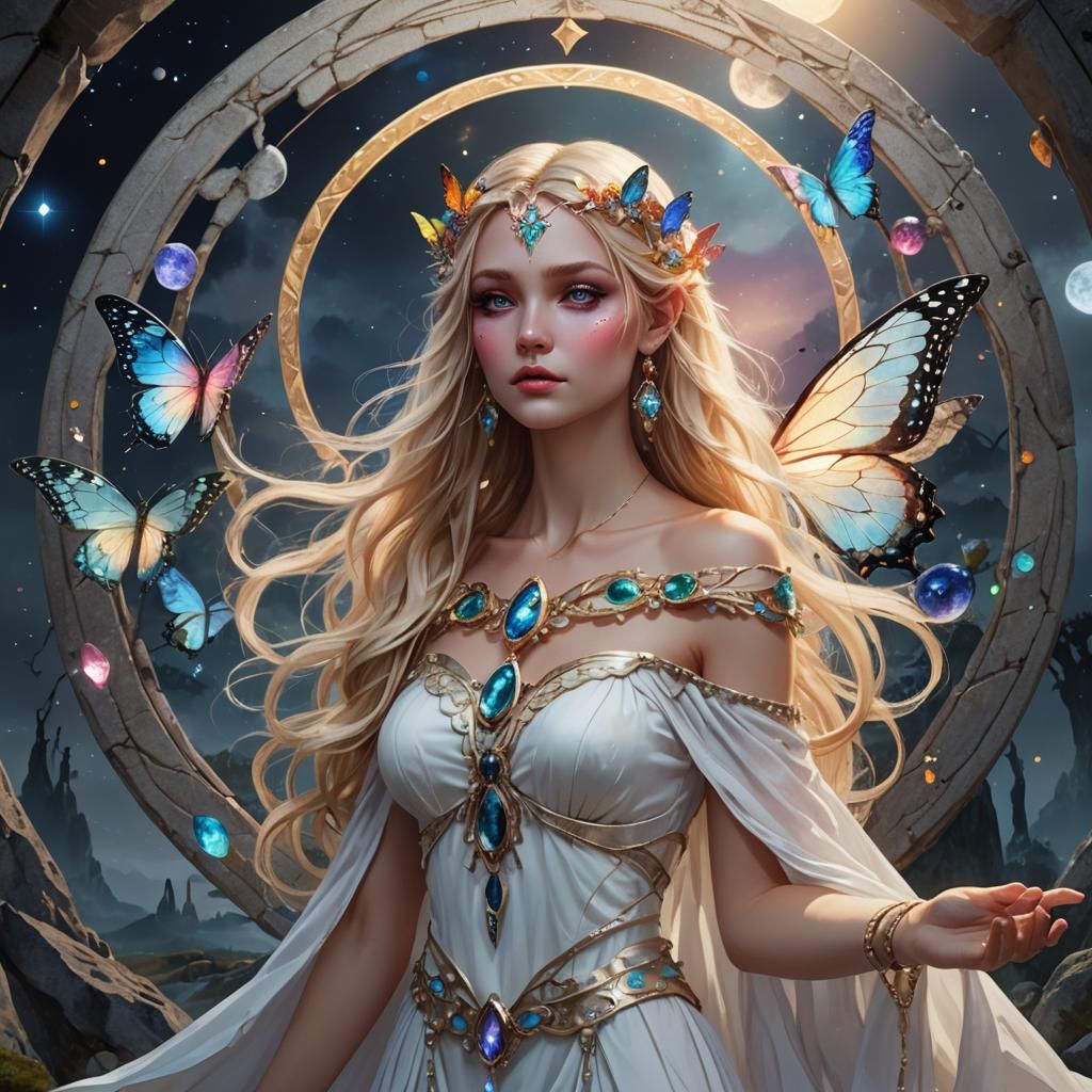 Ethereal Fairy Goddess in Art Nouveau Style