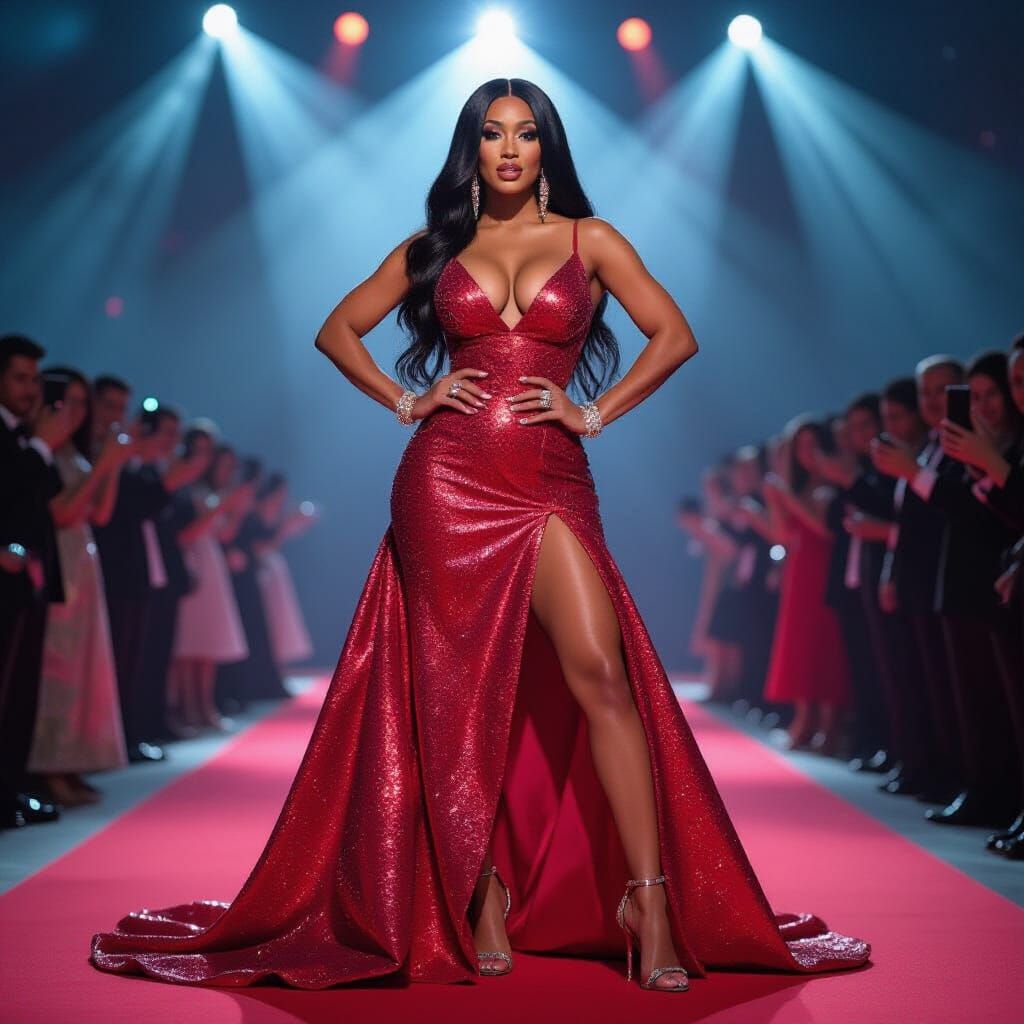 Cardi B Glamorous on Red Carpet in Sequined Gown